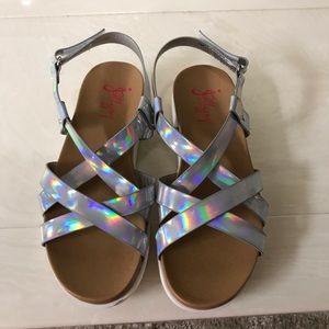 5/$25 NEW silver holographic girls sandals